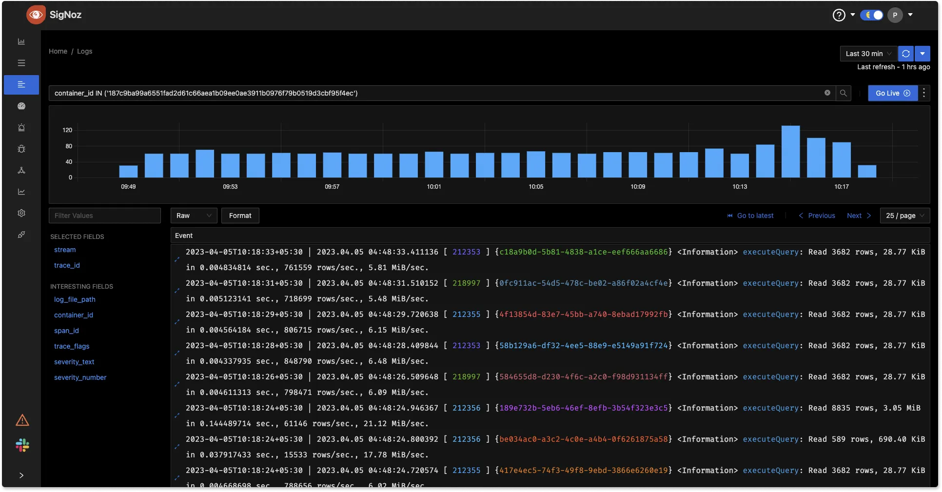 Color-coded logs in Raw view